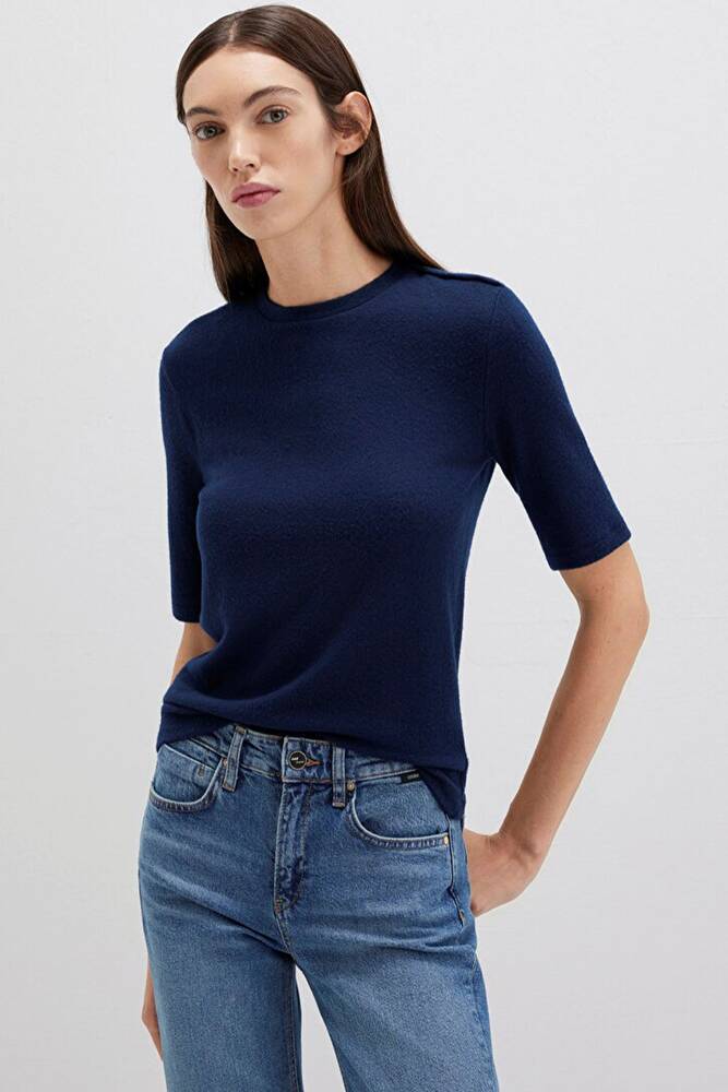 Kadın Yarım Kollu Penye 1613332-82318 Lacivert 