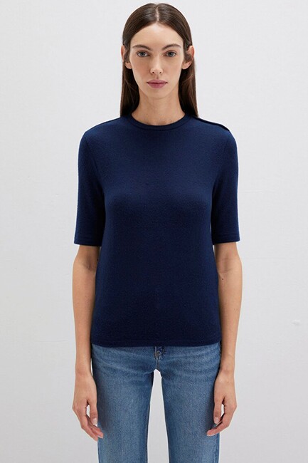 Kadın Yarım Kollu Penye 1613332-82318 Lacivert - Thumbnail