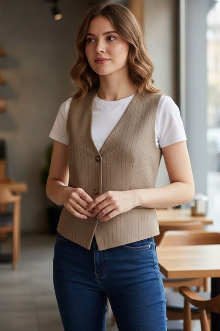 Kadın Yelek 1909636 Bej (1)