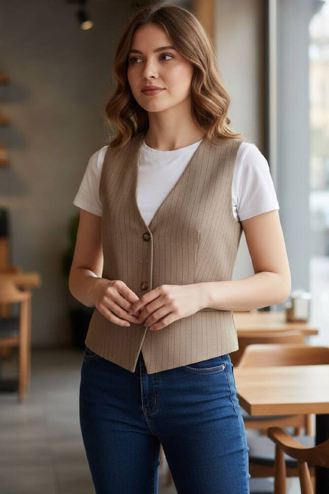 Kadın Yelek 1909636 Bej 