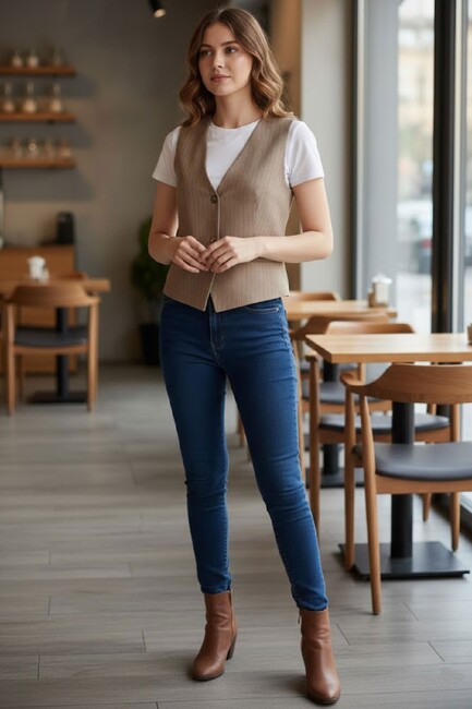 Kadın Yelek 1909636 Bej (2)