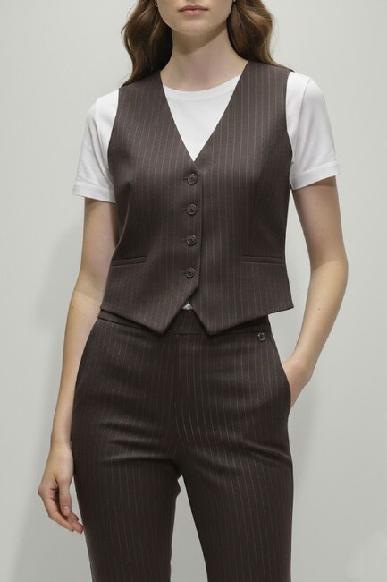 Kadın Yelek 1909636 Kahve - Thumbnail