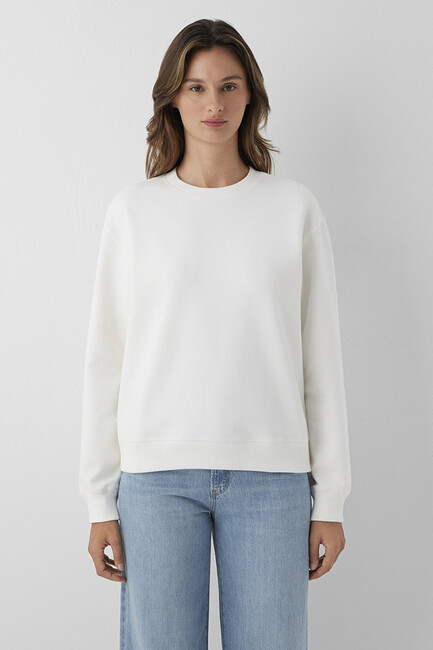 Kadın Yuvarlak Yaka Basıc Sweat 1S10571-83043 Beyaz (3)