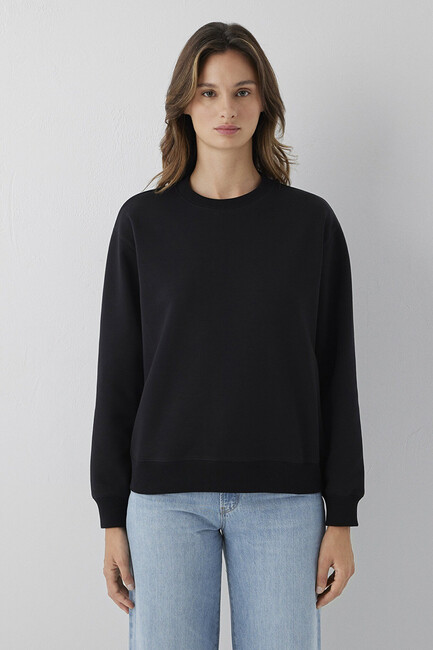 Kadın Yuvarlak Yaka Basıc Sweat 1S10571-900 Siyah (3)