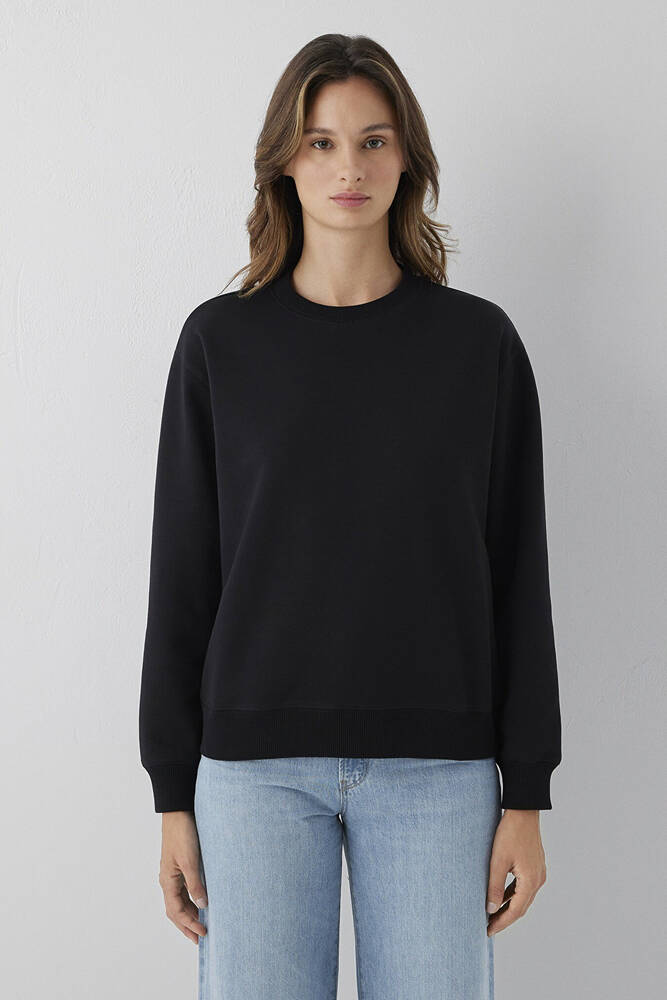 Kadın Yuvarlak Yaka Basıc Sweat 1S10571-900 Siyah 
