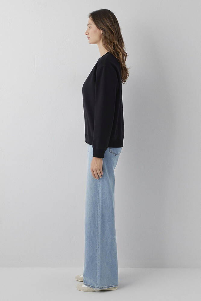 Kadın Yuvarlak Yaka Basıc Sweat 1S10571-900 Siyah 
