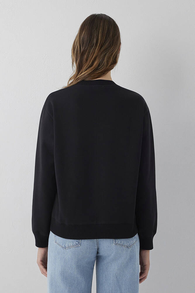 Kadın Yuvarlak Yaka Basıc Sweat 1S10571-900 Siyah 