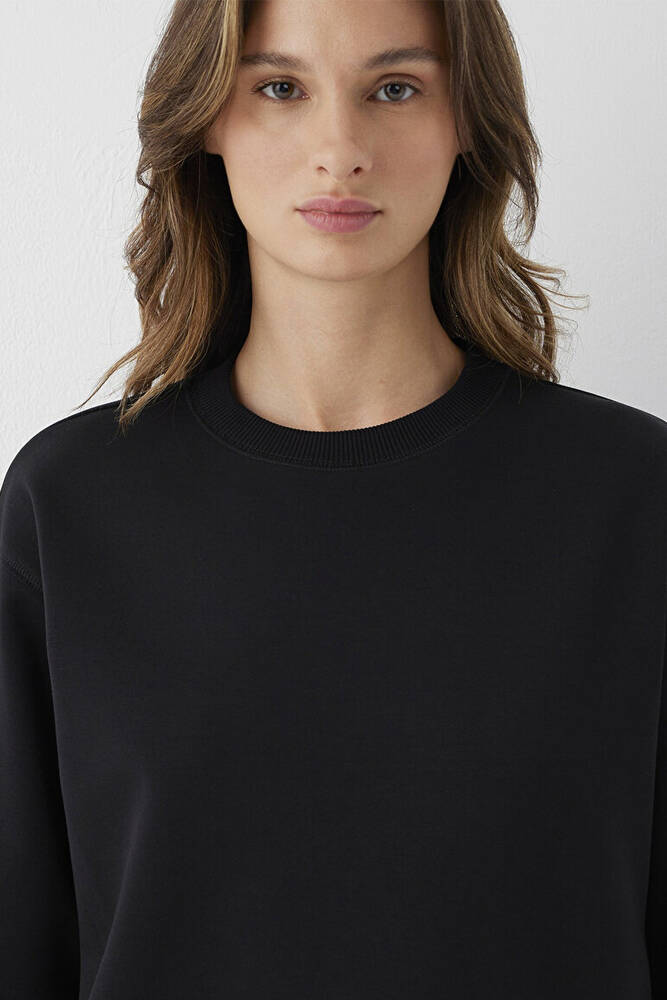 Kadın Yuvarlak Yaka Basıc Sweat 1S10571-900 Siyah 