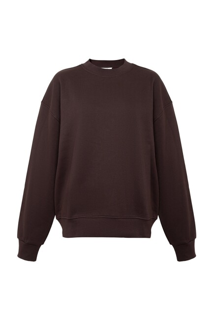 Kadın Yuvarlak Yaka Basic Sweat 1S10576-70240 Kahve - 5