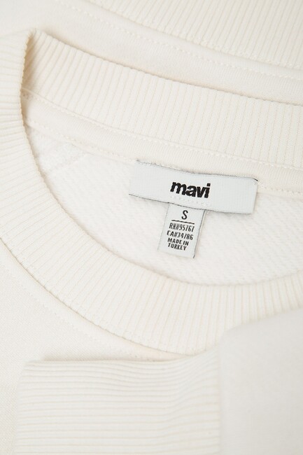 Kadın Yuvarlak Yaka Basıc Sweat 1S10578-70049 Ekru - Thumbnail