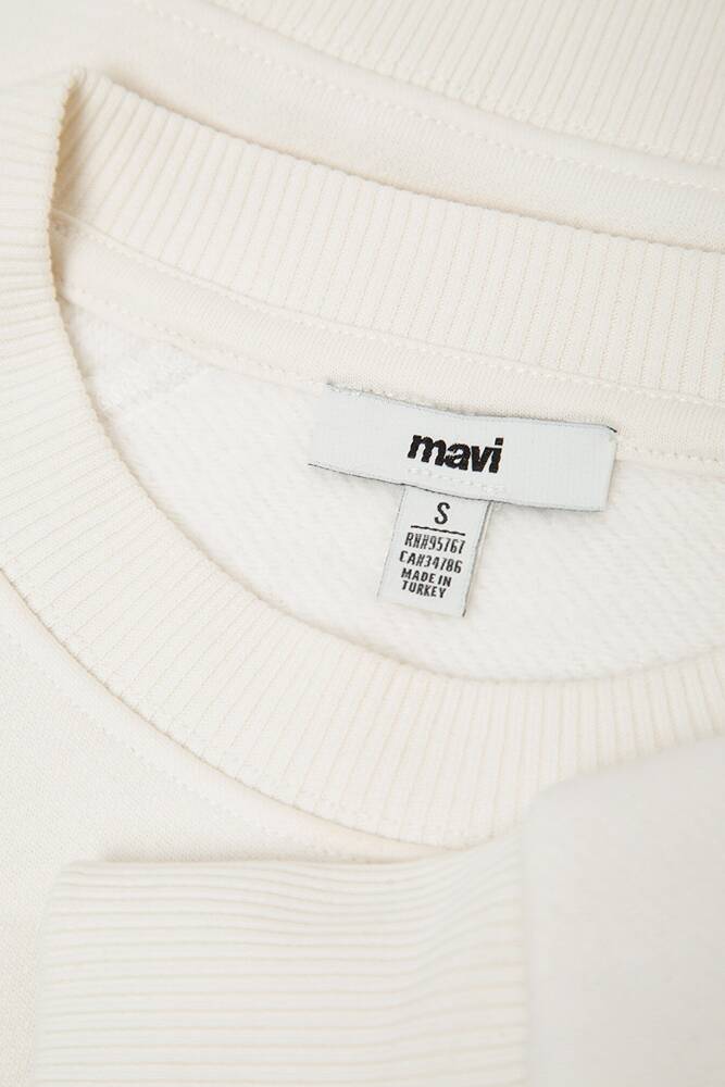 Kadın Yuvarlak Yaka Basıc Sweat 1S10578-70049 Ekru 