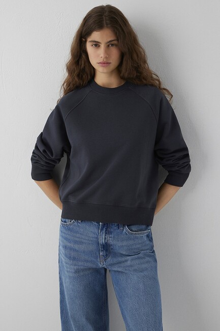 Kadın Yuvarlak Yaka Basıc Sweat 1S10578-70499 Lacivert (1)