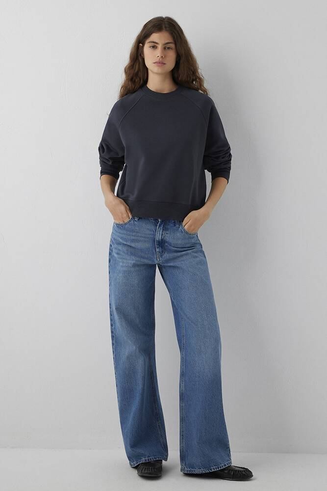 Kadın Yuvarlak Yaka Basıc Sweat 1S10578-70499 Lacivert 