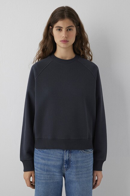 Kadın Yuvarlak Yaka Basıc Sweat 1S10578-70499 Lacivert (3)