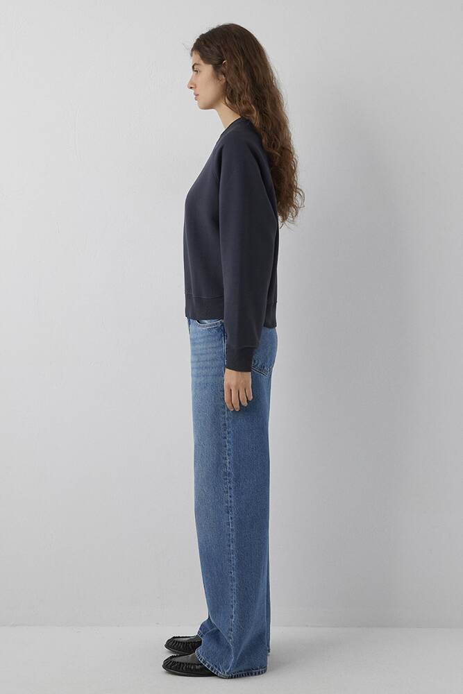 Kadın Yuvarlak Yaka Basıc Sweat 1S10578-70499 Lacivert 