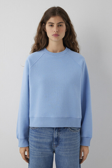 Kadın Yuvarlak Yaka Basıc Sweat 1S10578-70834 Mavi (3)