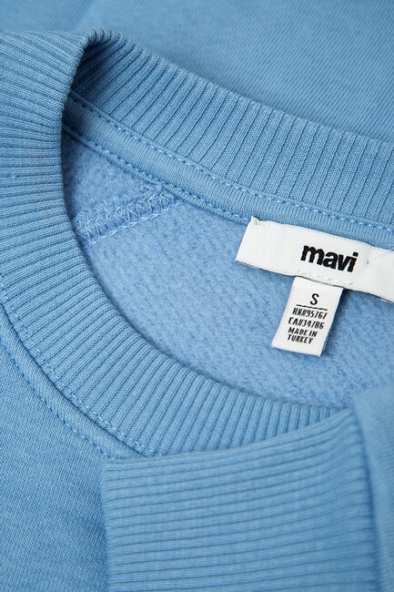 Kadın Yuvarlak Yaka Basıc Sweat 1S10578-70834 Mavi - Thumbnail