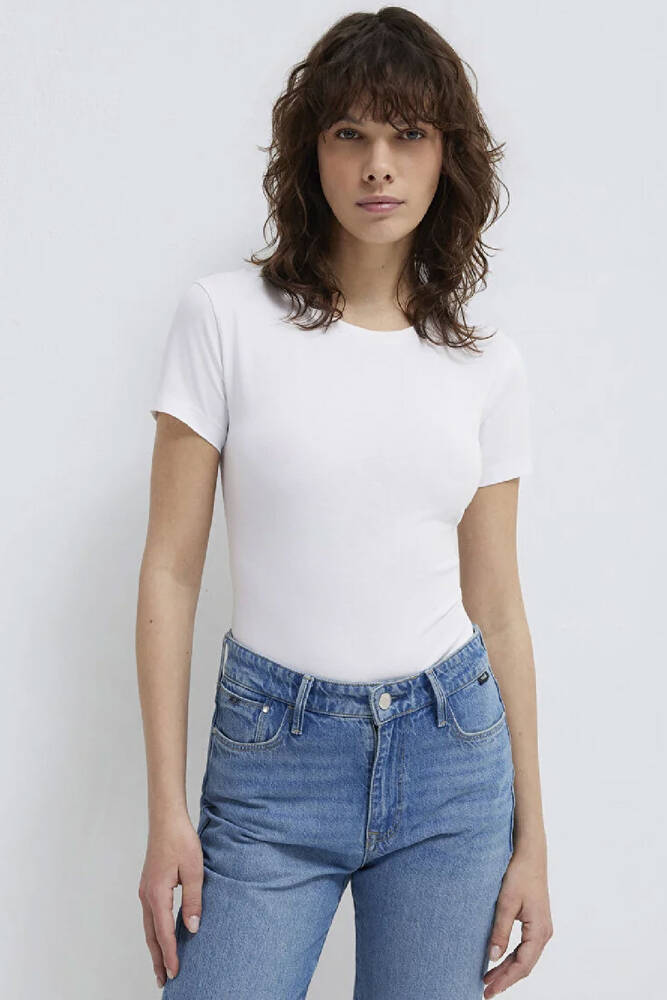 Kadın Yuvarlak Yaka Basic Tişört 162767-620 Beyaz 