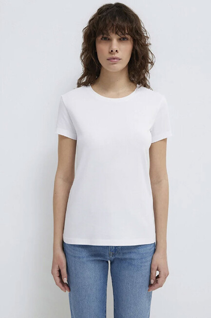 Kadın Yuvarlak Yaka Basic Tişört 162767-620 Beyaz (3)