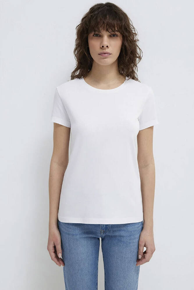 Kadın Yuvarlak Yaka Basic Tişört 162767-620 Beyaz 