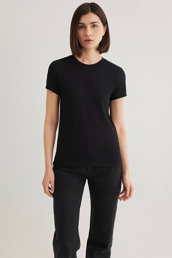 Kadın Yuvarlak Yaka Basic Tişört 162767-900 Siyah 