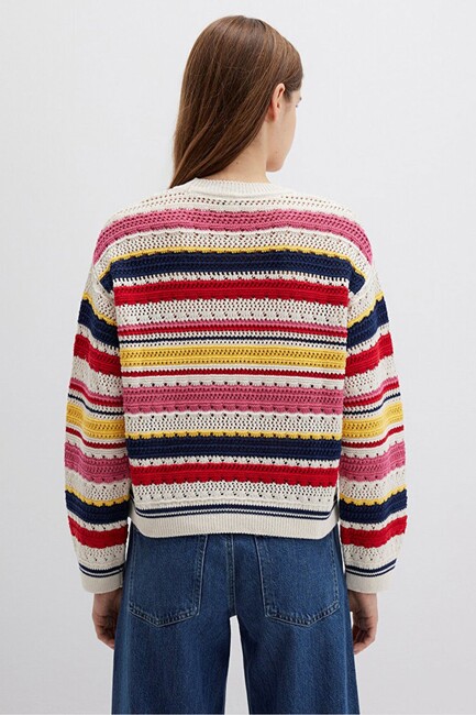 Kadın Yuvarlak Yaka Kazak 1710777-91010 Ekru - Thumbnail