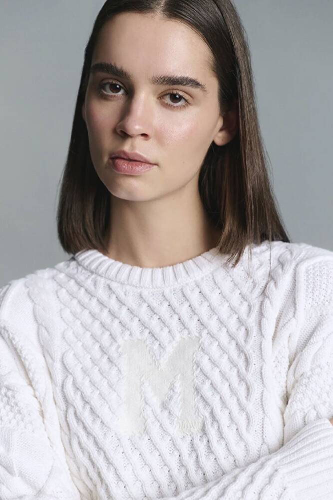 Kadın Yuvarlak Yaka Kazak 1710796-80194 Ekru 