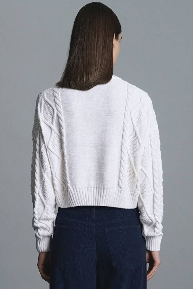 Kadın Yuvarlak Yaka Kazak 1710796-80194 Ekru 