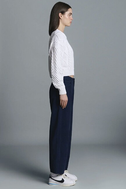 Kadın Yuvarlak Yaka Kazak 1710796-80194 Ekru - Thumbnail