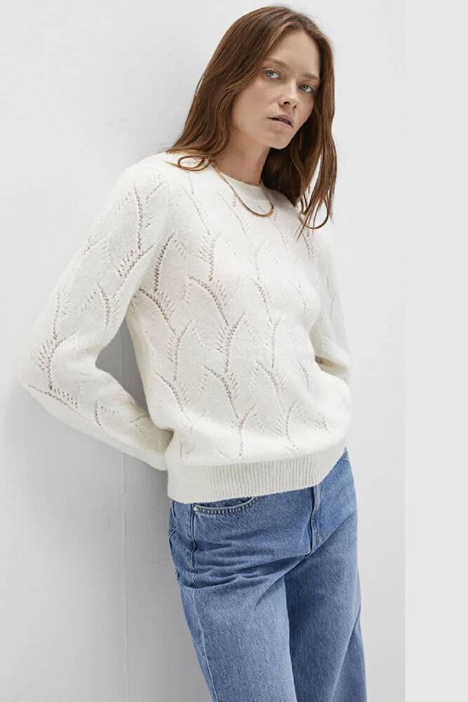 Kadın Yuvarlak Yaka Kazak 1710799-70057 Ekru 