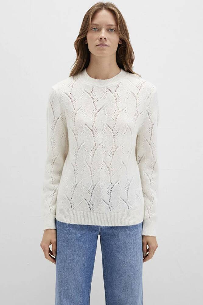 Kadın Yuvarlak Yaka Kazak 1710799-70057 Ekru 