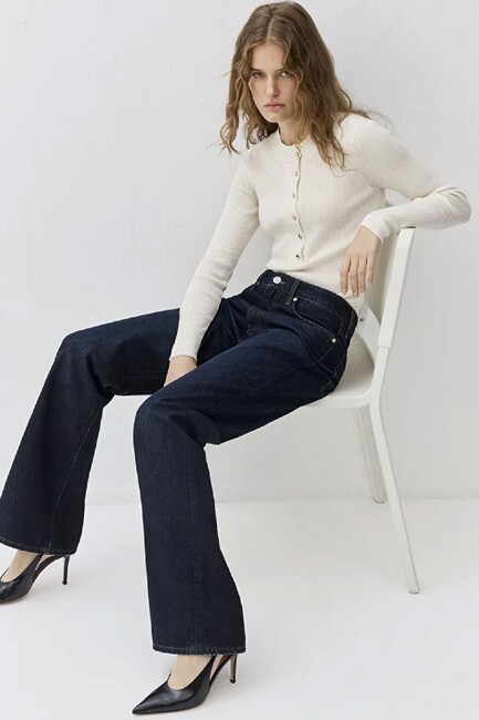 Kadın Yuvarlak Yaka Kazak 1710830-70057 Ekru (2)