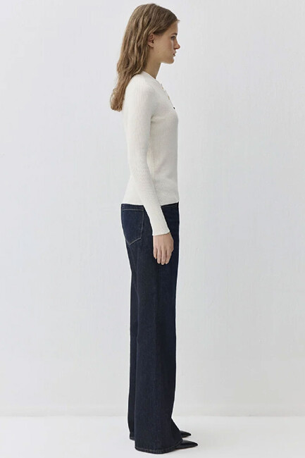 Kadın Yuvarlak Yaka Kazak 1710830-70057 Ekru - Thumbnail