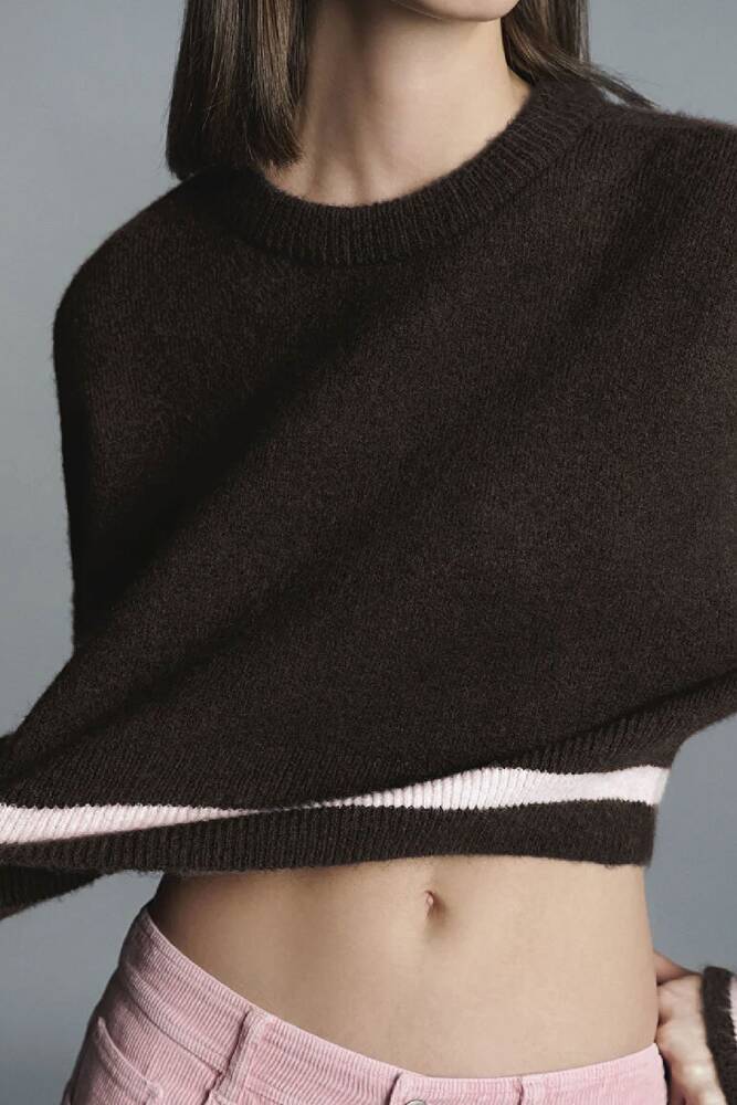 Kadın Yuvarlak Yaka Kazak 1710876-70251 Kahve 