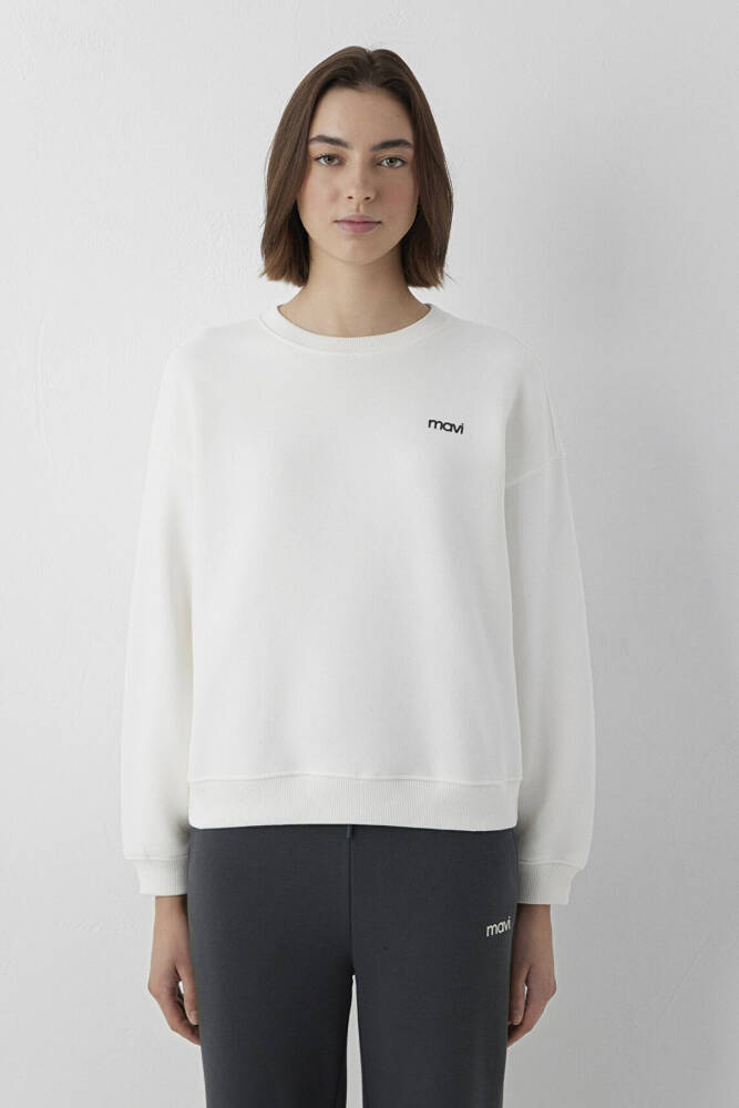 Kadın Yuvarlak Yaka Logo Sweat 1S10490-80194 Ekru - 3