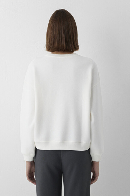 Kadın Yuvarlak Yaka Logo Sweat 1S10490-80194 Ekru - 5