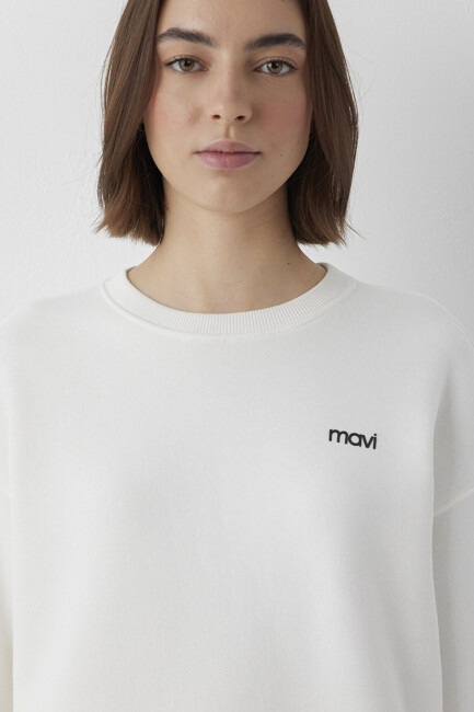 Kadın Yuvarlak Yaka Logo Sweat 1S10490-80194 Ekru - 6