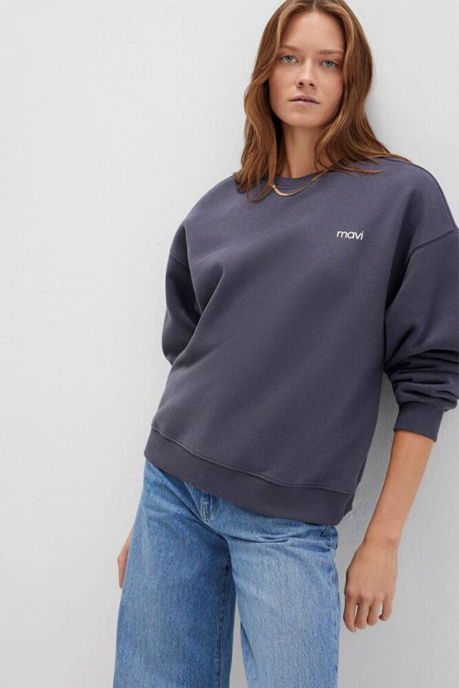 Kadın Yuvarlak Yaka Logo Sweat 1S10490-80932 Gri 