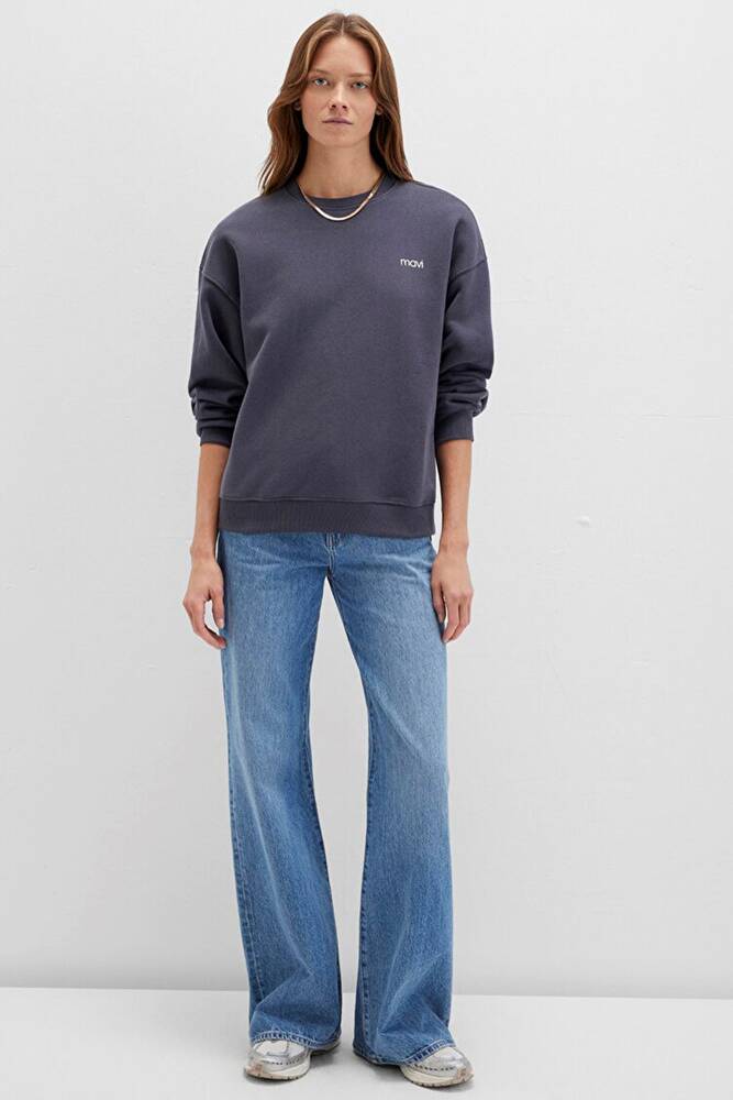 Kadın Yuvarlak Yaka Logo Sweat 1S10490-80932 Gri 