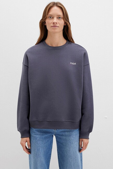 Kadın Yuvarlak Yaka Logo Sweat 1S10490-80932 Gri - Thumbnail