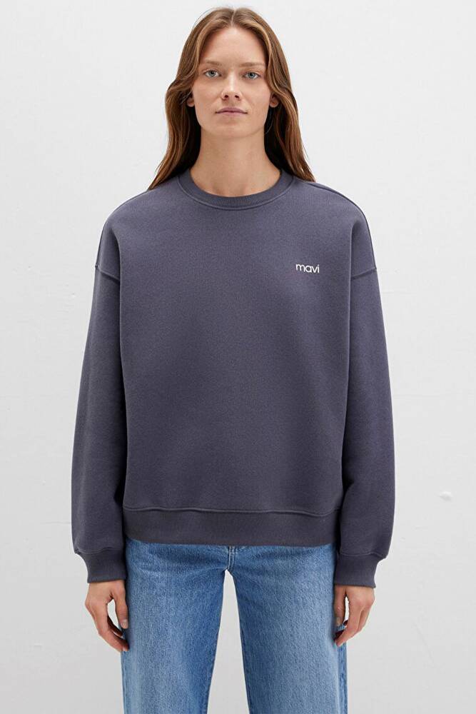 Kadın Yuvarlak Yaka Logo Sweat 1S10490-80932 Gri 