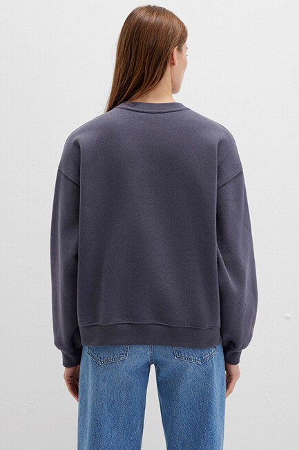 Kadın Yuvarlak Yaka Logo Sweat 1S10490-80932 Gri - Thumbnail