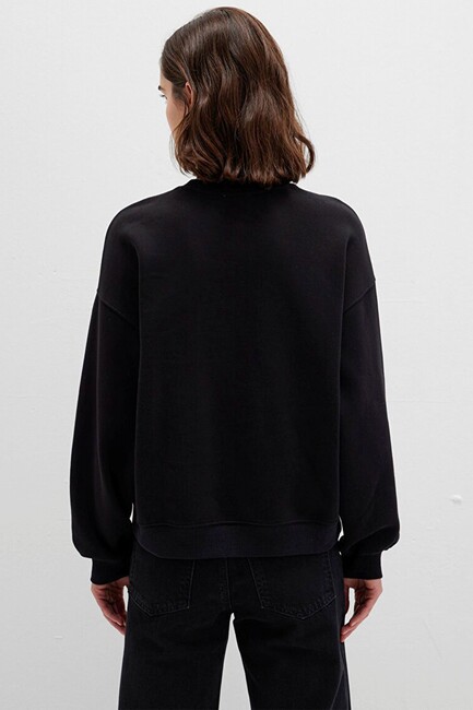 Kadın Yuvarlak Yaka Logo Sweat 1S10490-900 Siyah - Thumbnail