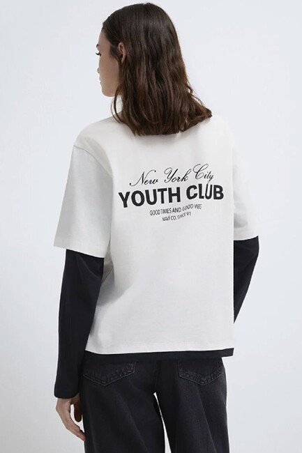 Kadın Yuvarlak Yaka Modelli Penye 1613766-70057 Beyaz (2)