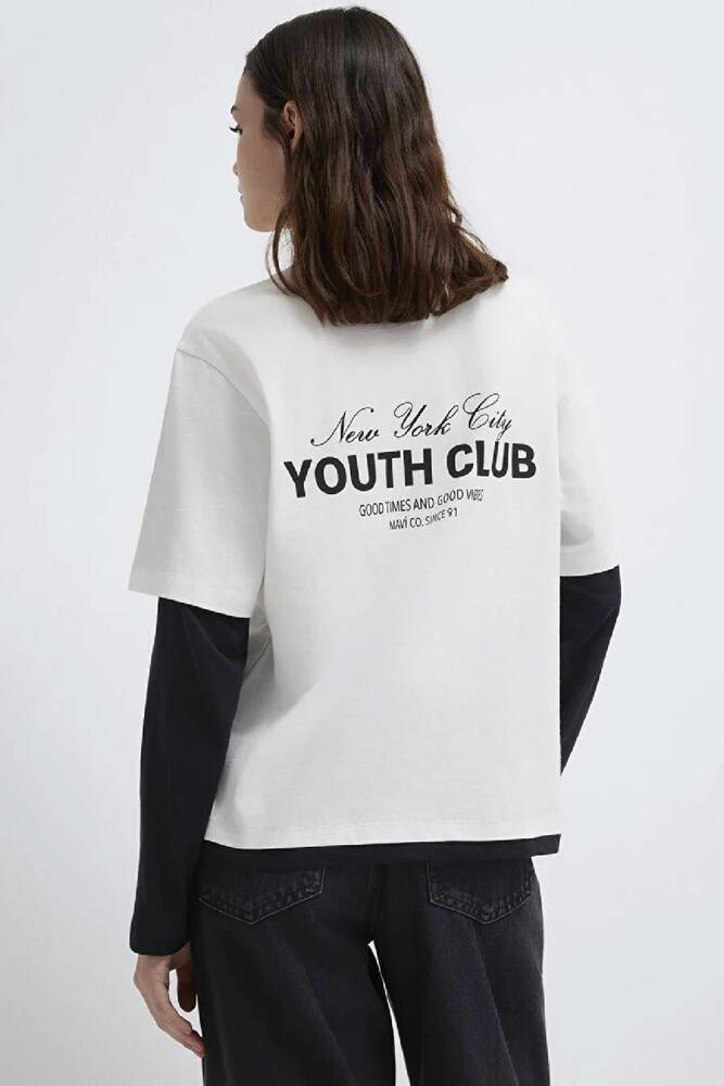 Kadın Yuvarlak Yaka Modelli Penye 1613766-70057 Beyaz 