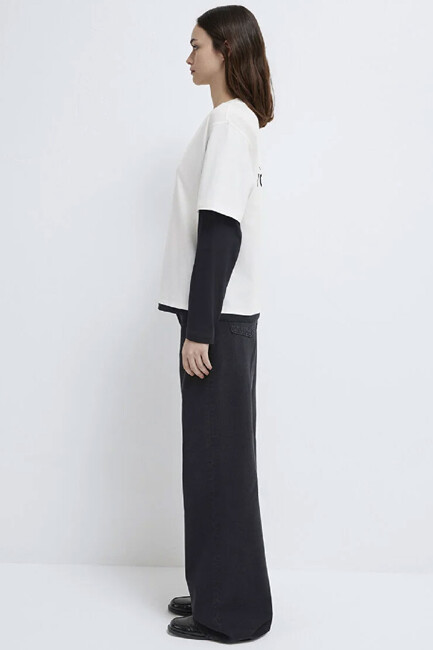 Kadın Yuvarlak Yaka Modelli Penye 1613766-70057 Beyaz - Thumbnail