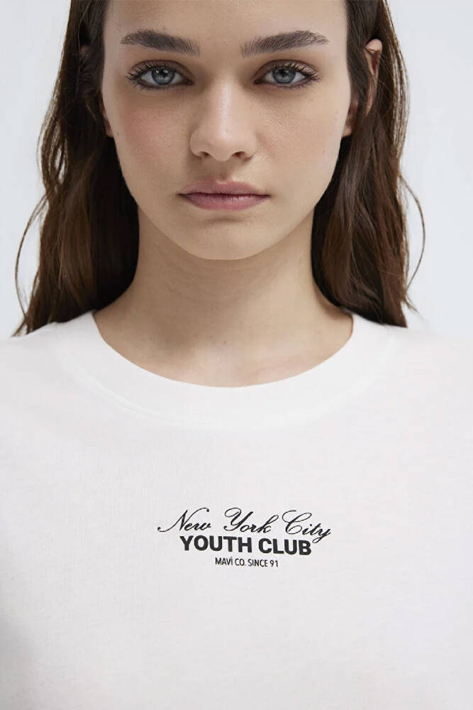 Kadın Yuvarlak Yaka Modelli Penye 1613766-70057 Beyaz 