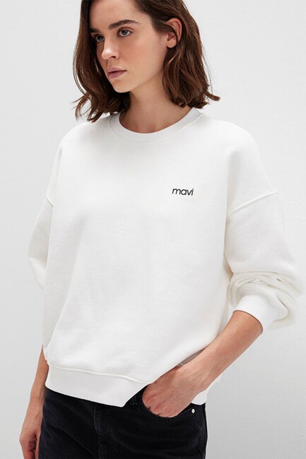 Kadın Yuvarlak Yaka Sweat 1S10490-70057 Beyaz (3)