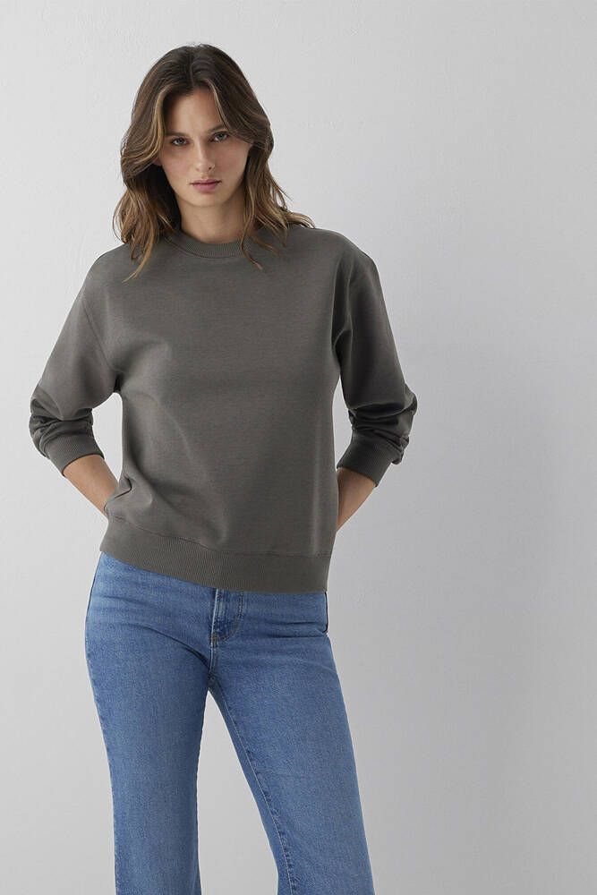 Kadın Yuvarlak Yaka Sweat 1S10571-71553 Haki 