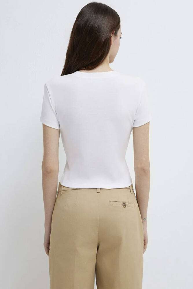 Kadın Yuvarlak Yaka Tişört 1600814-620 Beyaz 